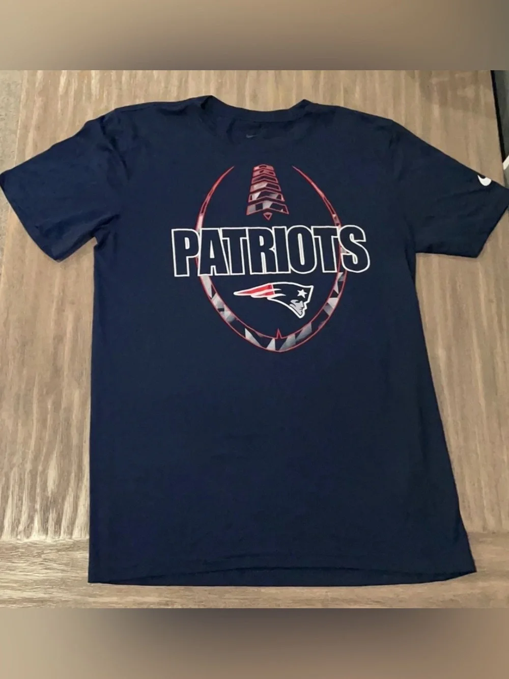 Nike Navy Patriots Graphic Tee with Red and White Accents